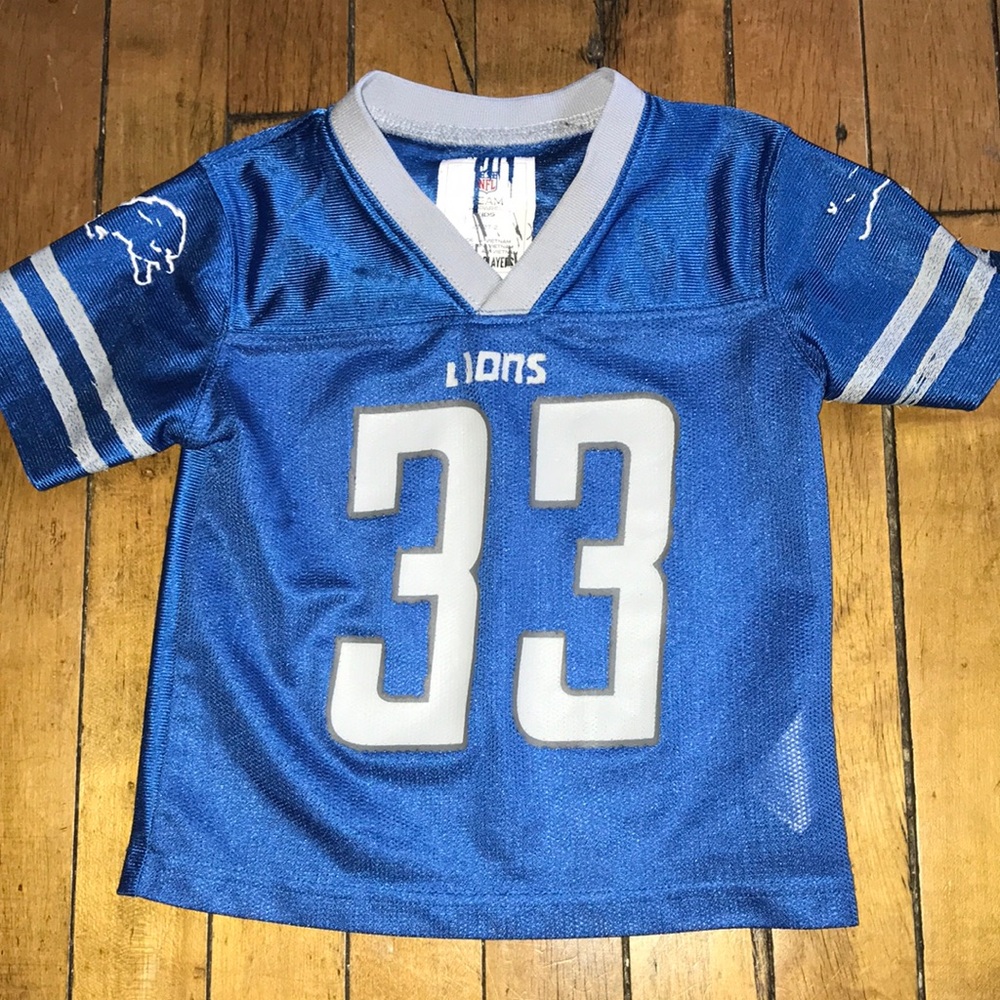 Kids' Blue #33 Football Jersey - Lions Style
